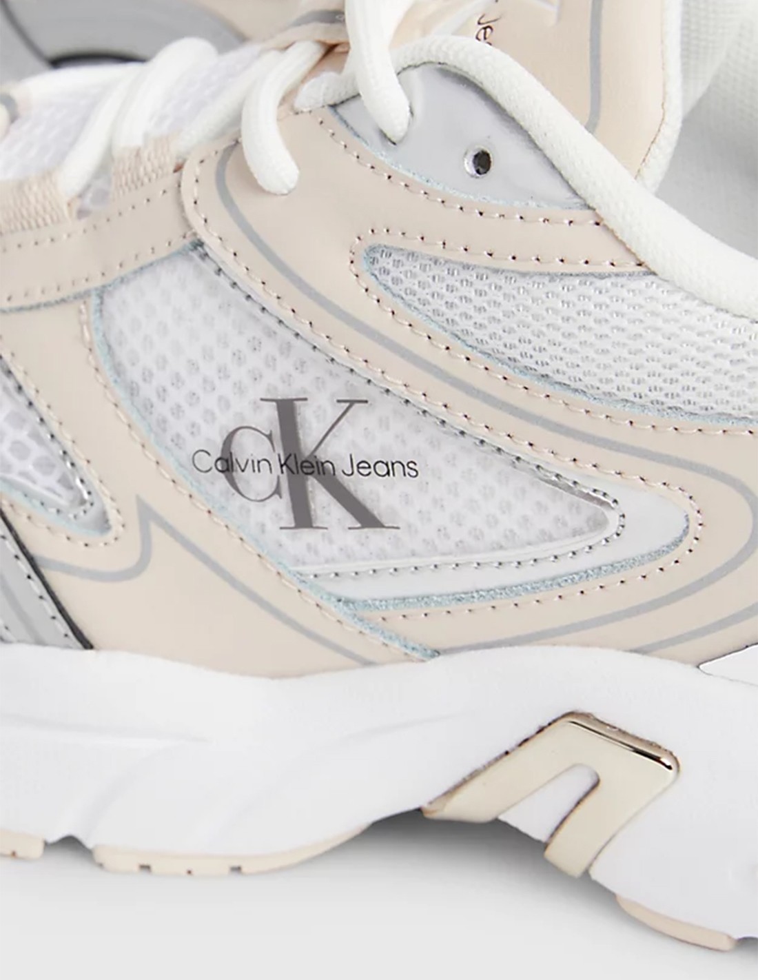 calvin klein Baskets de ville femme retro tennis low blanc/creme/metal