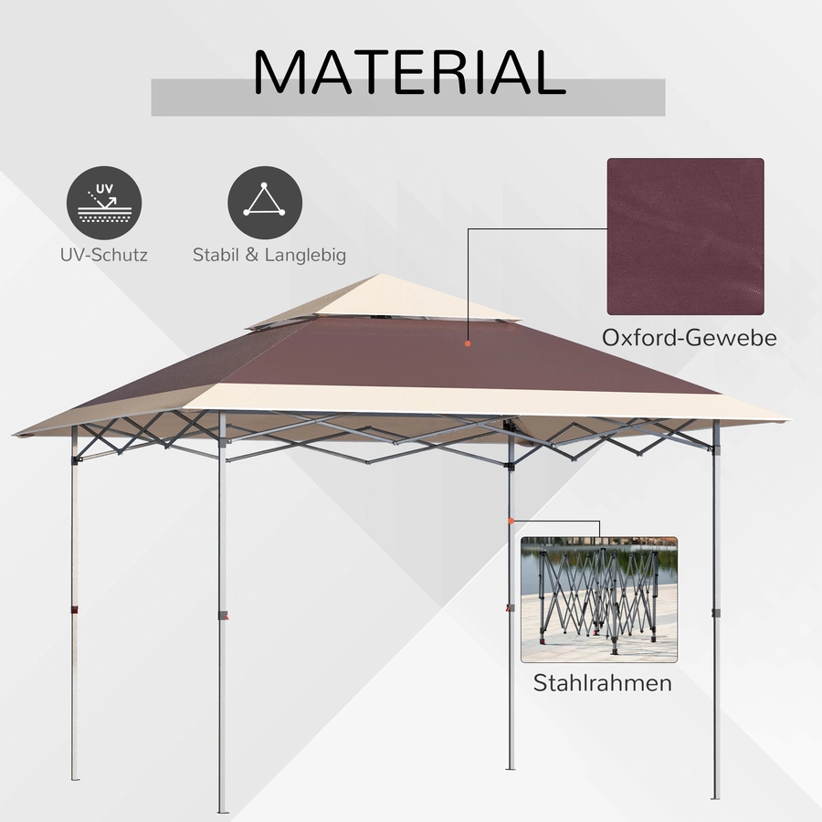 Outsunny Pop-Up-Pavillon zusammenfaltbar dunkelbraun ,  creme