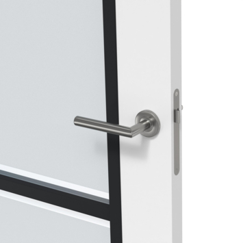 Arne & Bodil binnendeur ABB104 mat glas met blanke rand - wit afgelakt - glaslat diep zwart