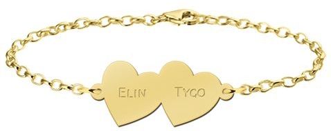 Gouden armband met twee hartje