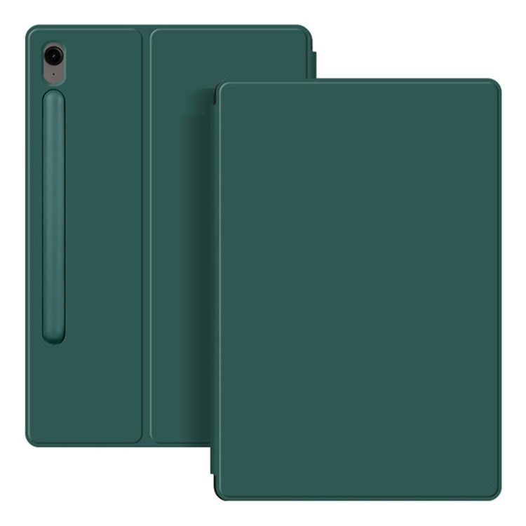 Samsung Galaxy Tab S10 FE / Tab S9 FE Smart Cover Flip Case Leder Tasche Schutzhülle Magnetcover   S-Pen Halterung - Dunkelgrün