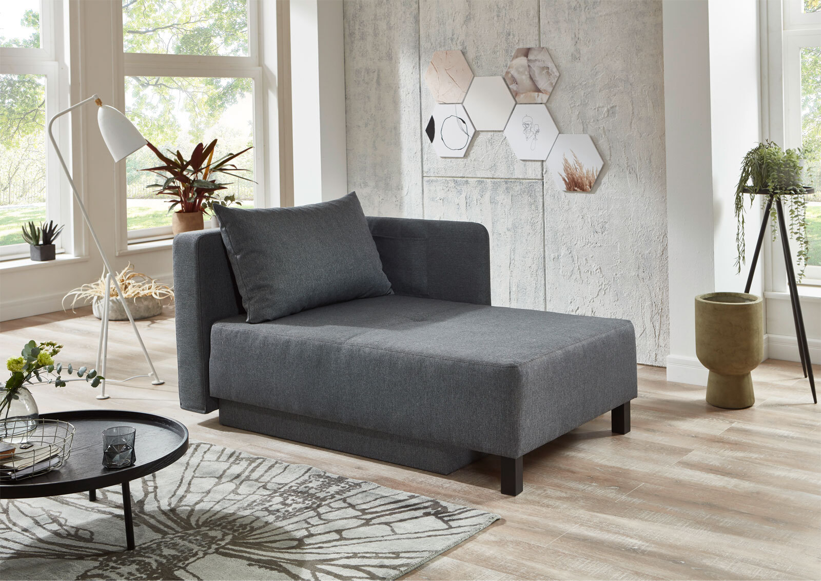 Recamiere Reims 153x90x80 cm Anthrazit