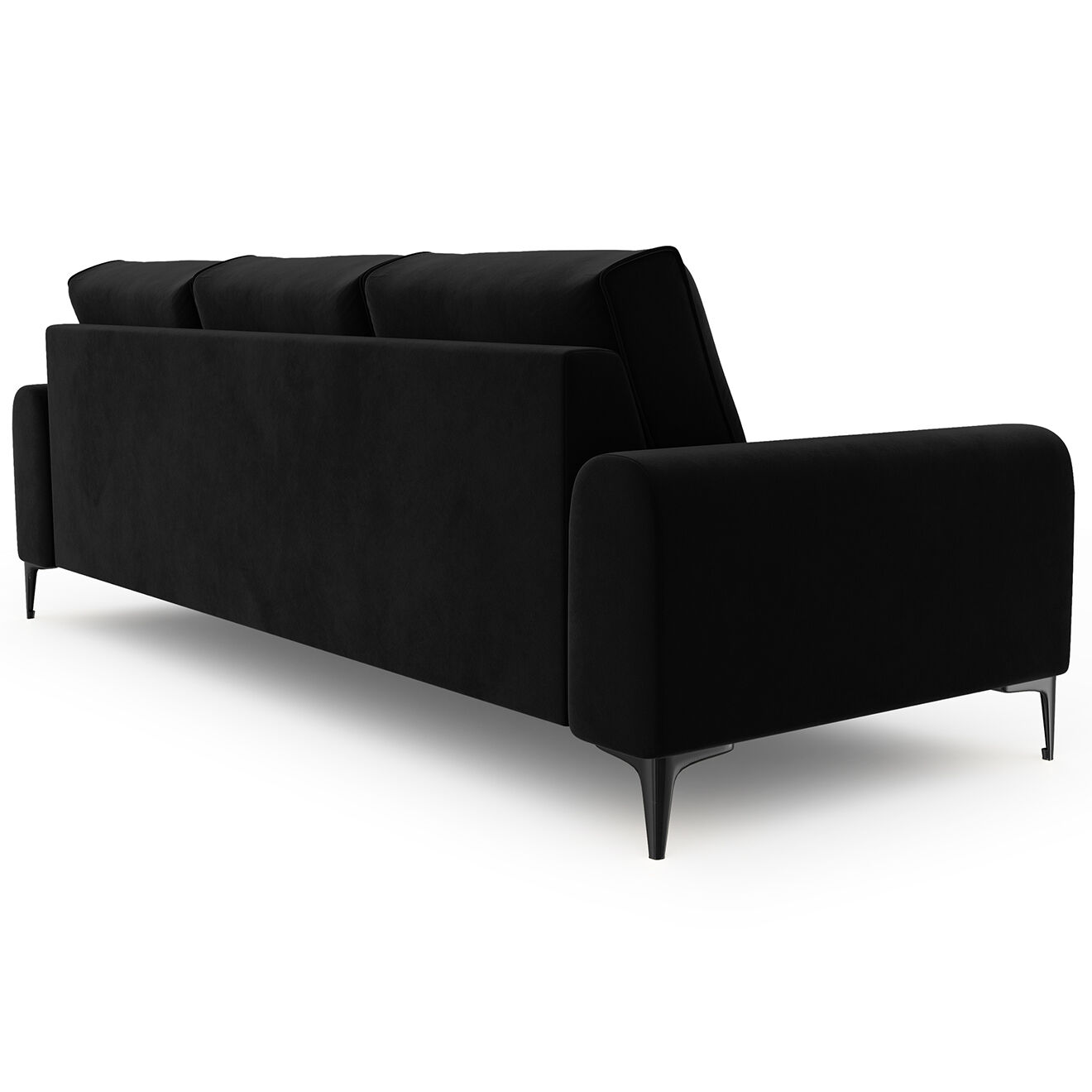 Mazzini Sofas Canapé Velours Madara noir - 222x102x90 cm