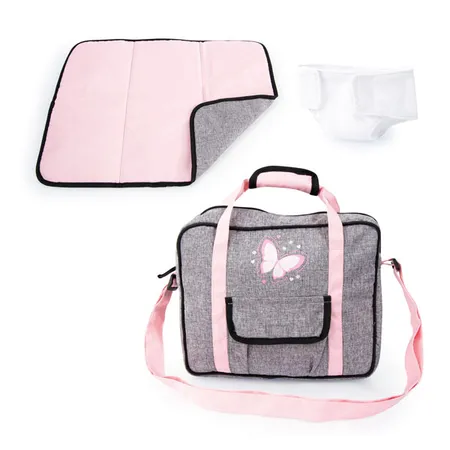 Bayer Design Puppen Pflegetasche grau rosa 3-teilig