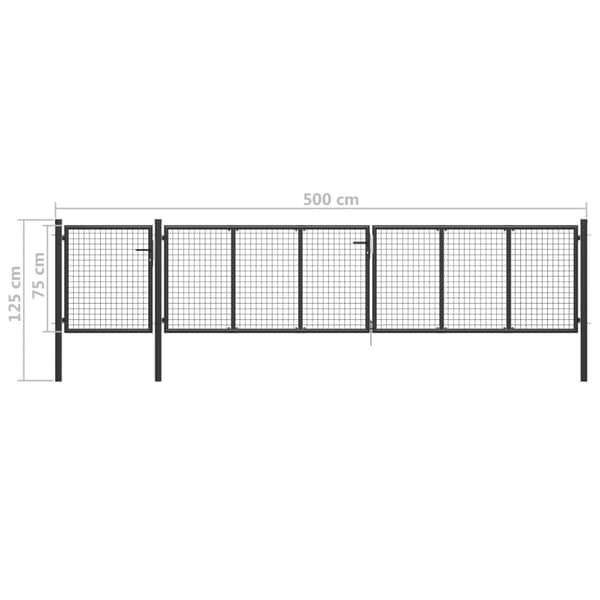 vidaXL Hageport stål 500x75 cm antrasitt