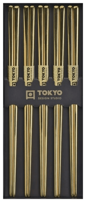 Tokyo Eetstokjes Set/5 Roestvrij Staal Goud