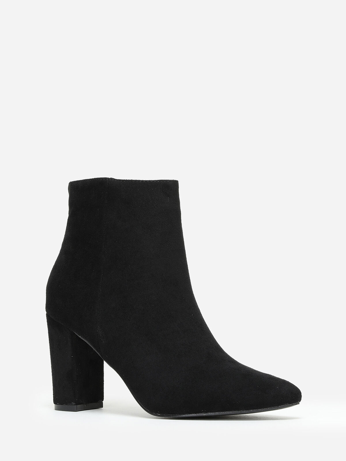 Bottines en suédine à bout pointu- Noir
