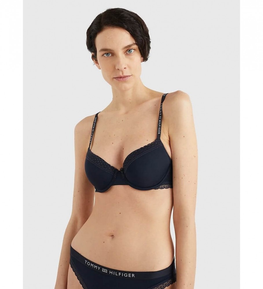 Sutiã Tommy Hilfiger azul marinho com renda tonal