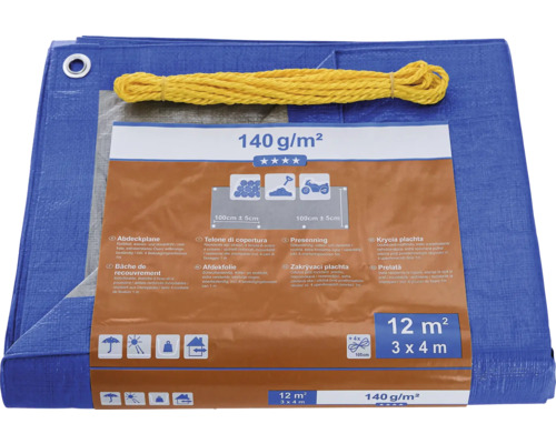 Geweven zeildoek, universeel zeildoek, 140 g/m², zilverblauw, 3 x 4 m