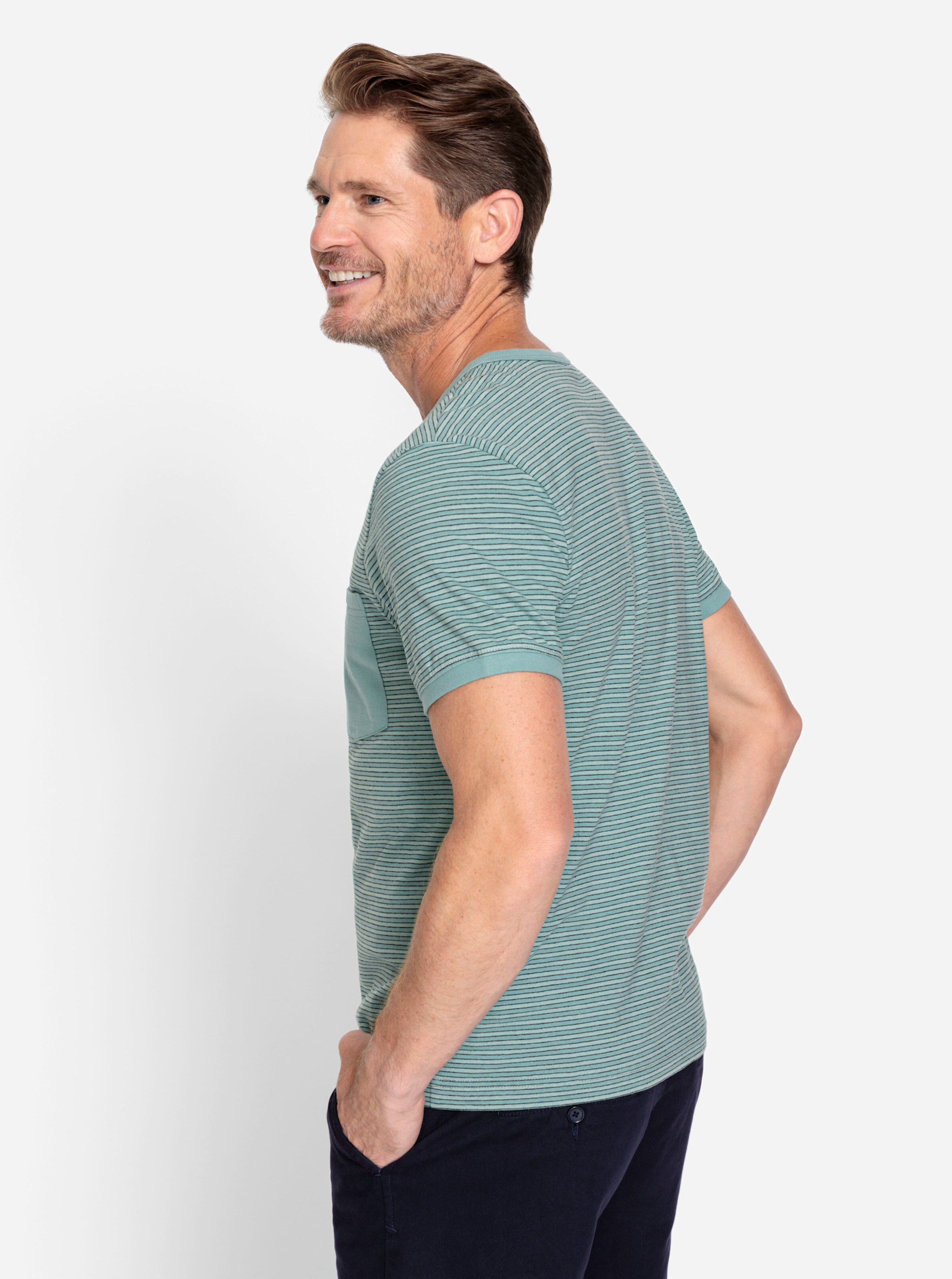 Catamaran Kurzarm-Shirt in ozean-geringelt