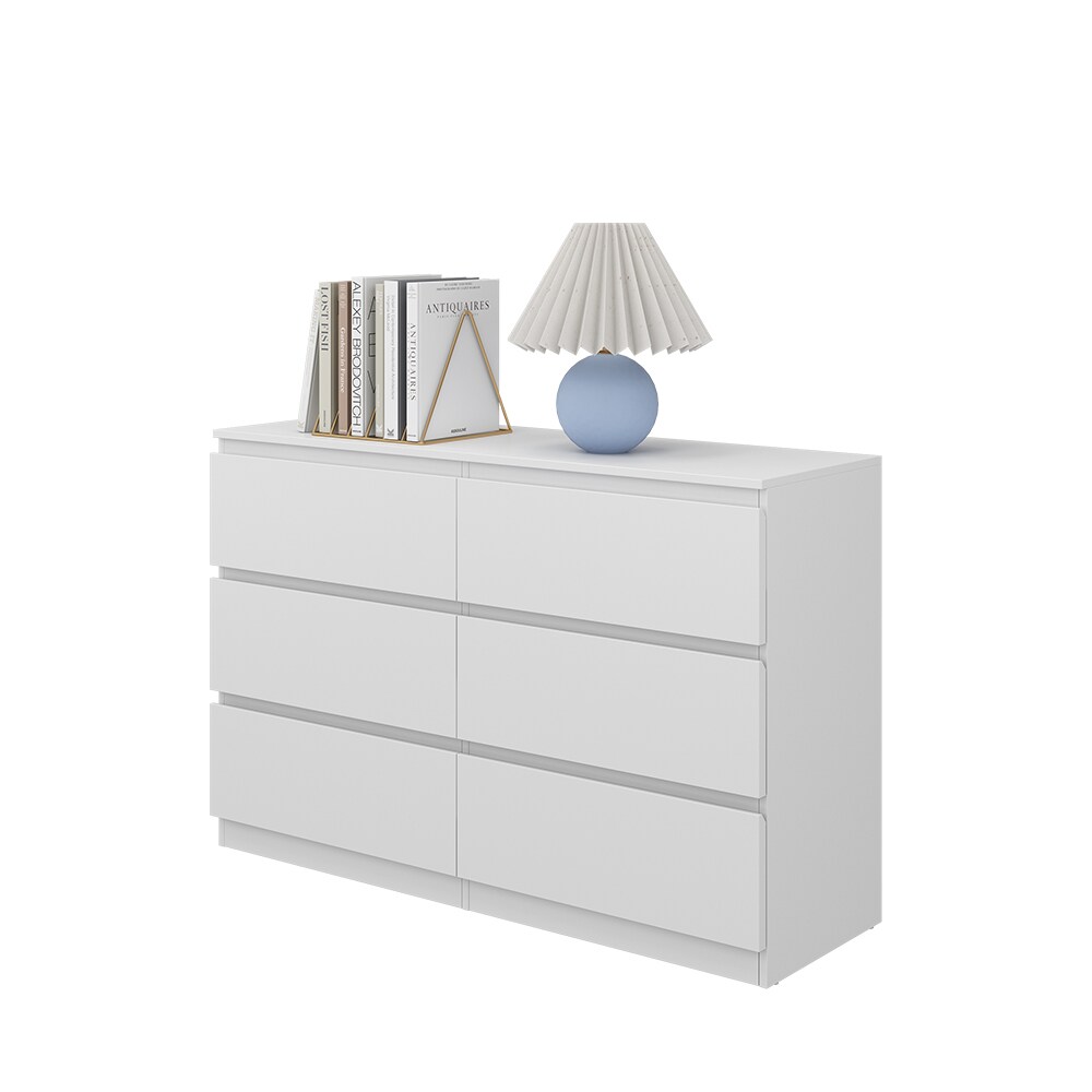 Vicco Kommode Calisto, Weiß 120 x 78,5 cm, mit 6 Schubfächer, Sideboard, Schrank