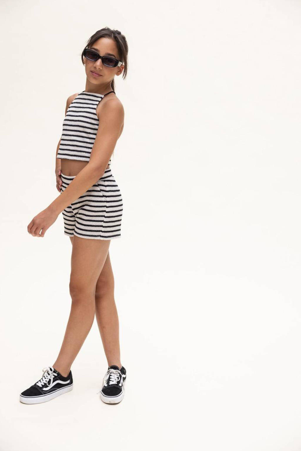 LOOXS gestreeptetop ecru/zwart