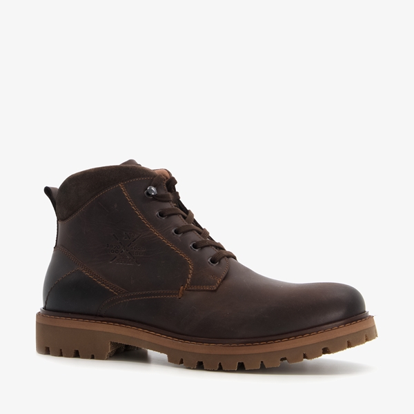 Van Beers leren heren veterboots donkerbruin