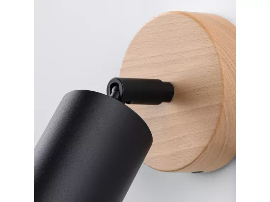 Appliques Verdo moderne en acier/bois - 1 sources lumineuses - L.16 x H.16 cm - bois noir
