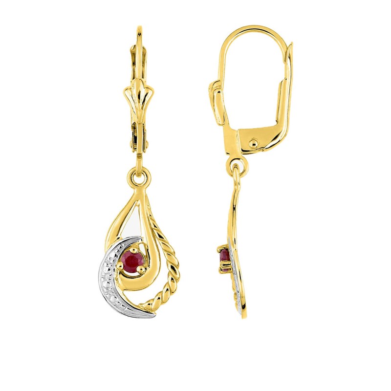 Boucles d'oreilles Femme pendantes - rubis - Or 18 Carats