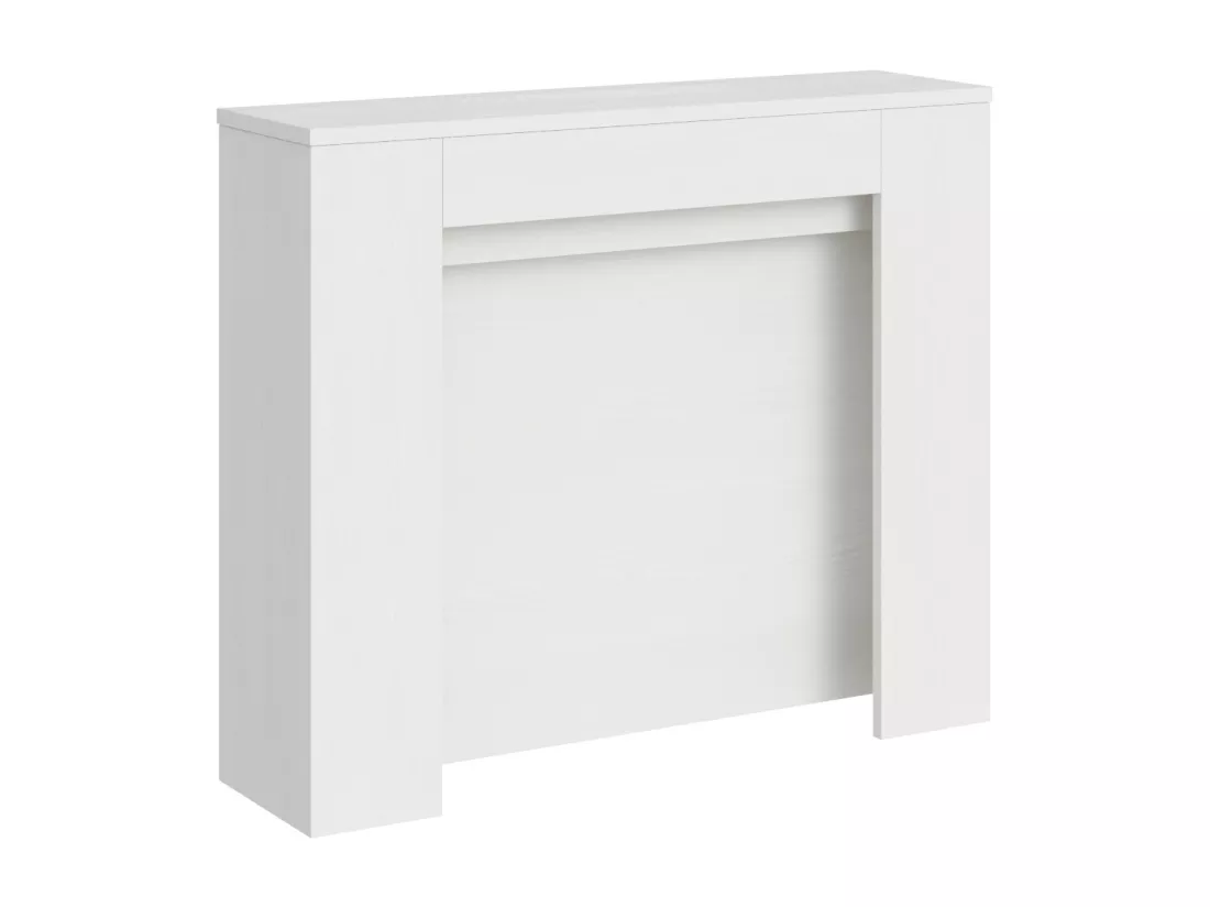 Console Extensible 90x25/211 cm Kiba Frêne Blanc rallonges internes