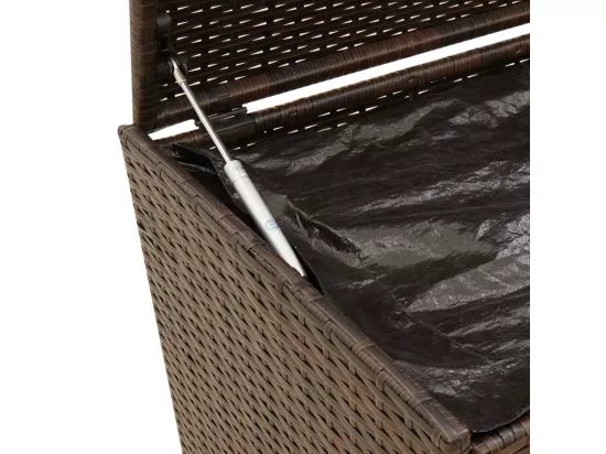 Boîte de rangement de jardin et roues marron 190L poly rotin