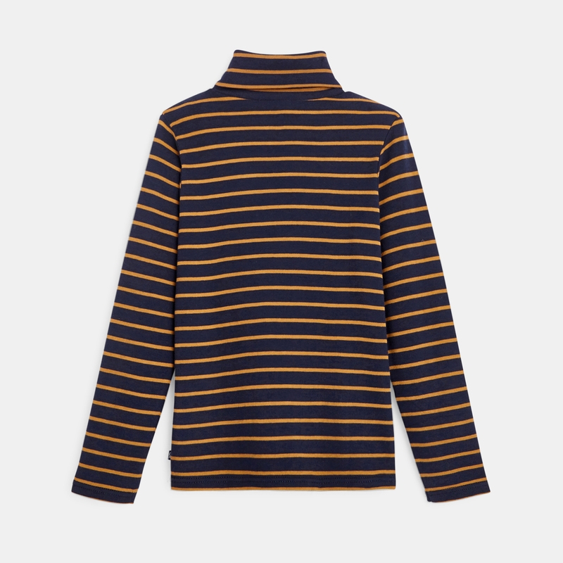 T-shirt col roulé rayé beige garçon