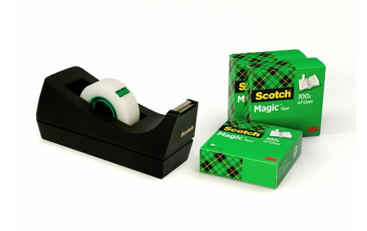 Tischabroller C38 SchwarzAbroller mit 4 Rollen Klebeband 19 mm x 33 m