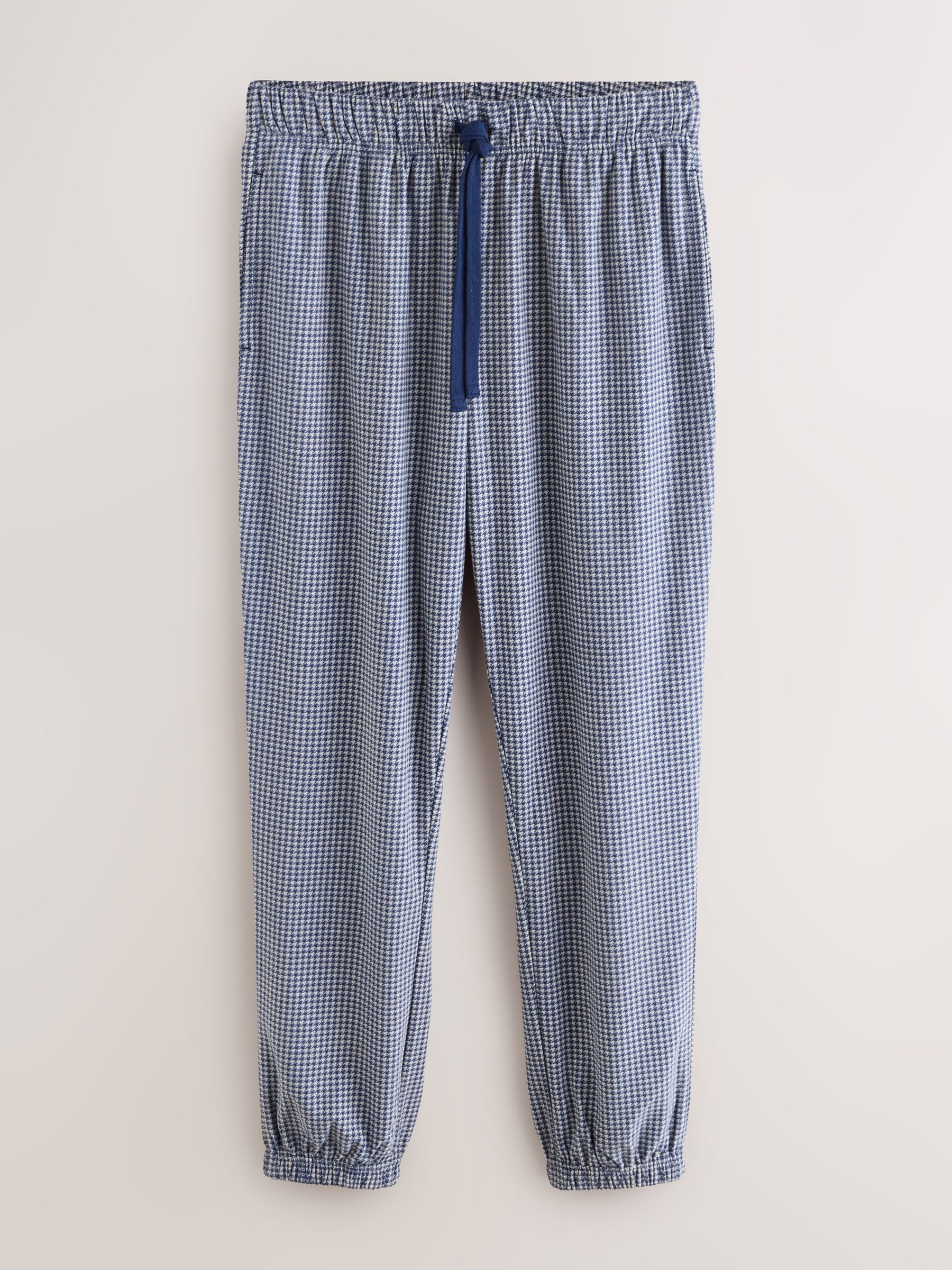Blauw geruit - Motionflex Cosy Pyjama's met korte mouwen en boorden