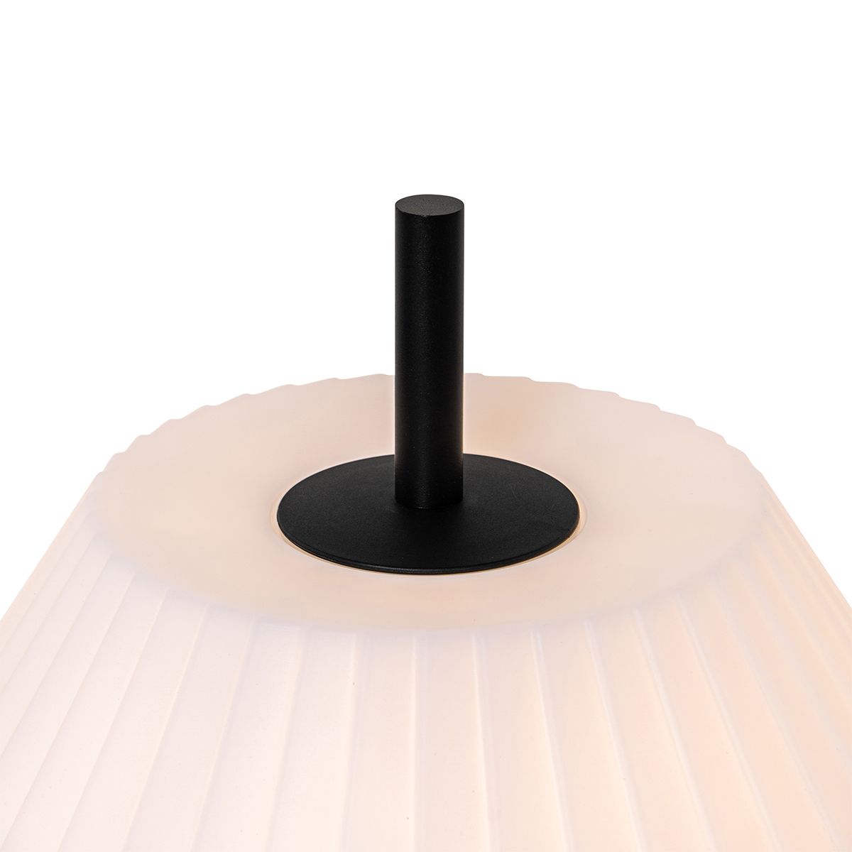 Moderne buiten tafellamp zwart met witte kap IP44 - Robbert