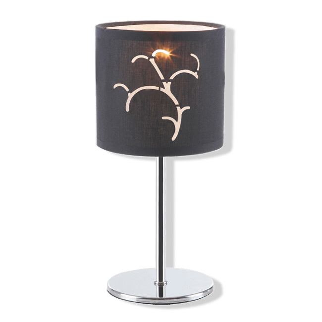Tischlampe - Chrom - Stoffschirm schwarz