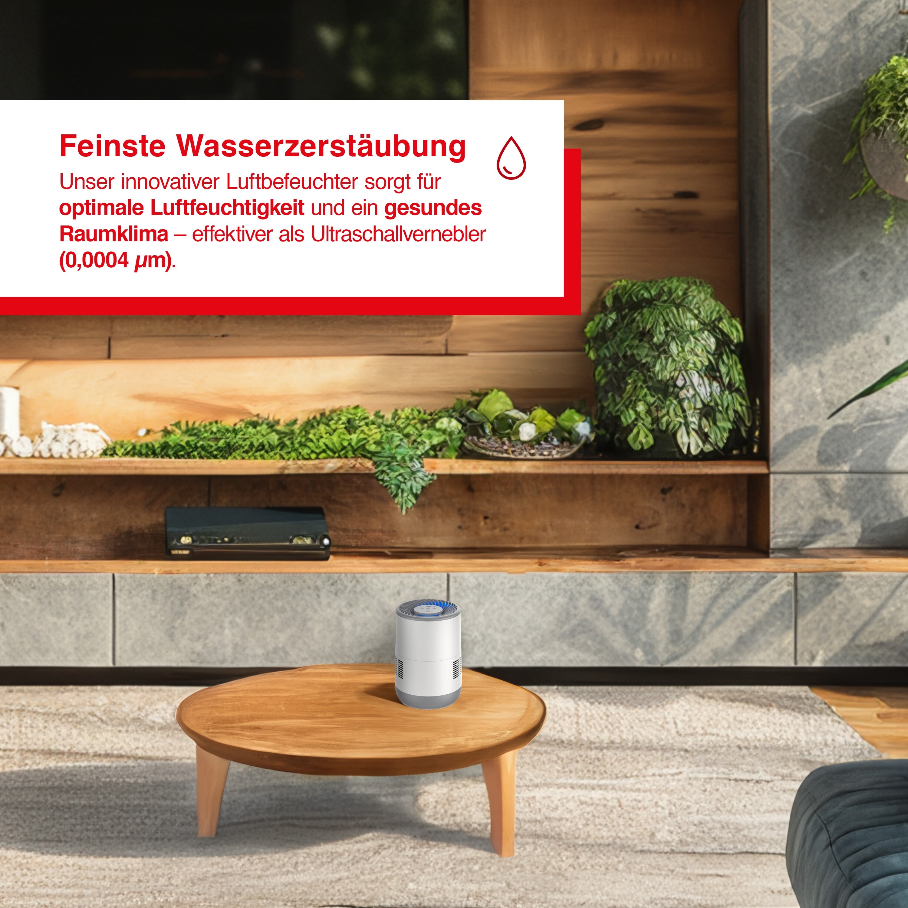 Solis Luftbefeuchter, Luftreiniger, 4 Stufen, Räume bis 105 m³, Filter