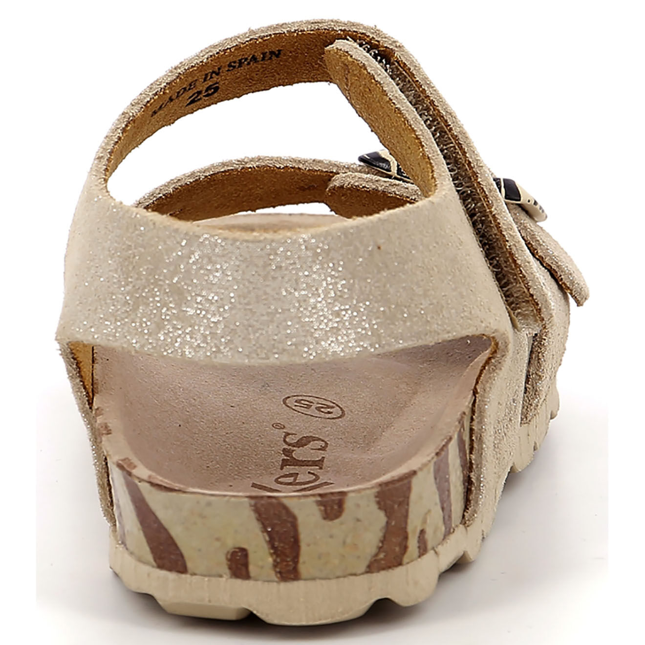 Kickers Sandales en Cuir Sunkro argenté/zèbre