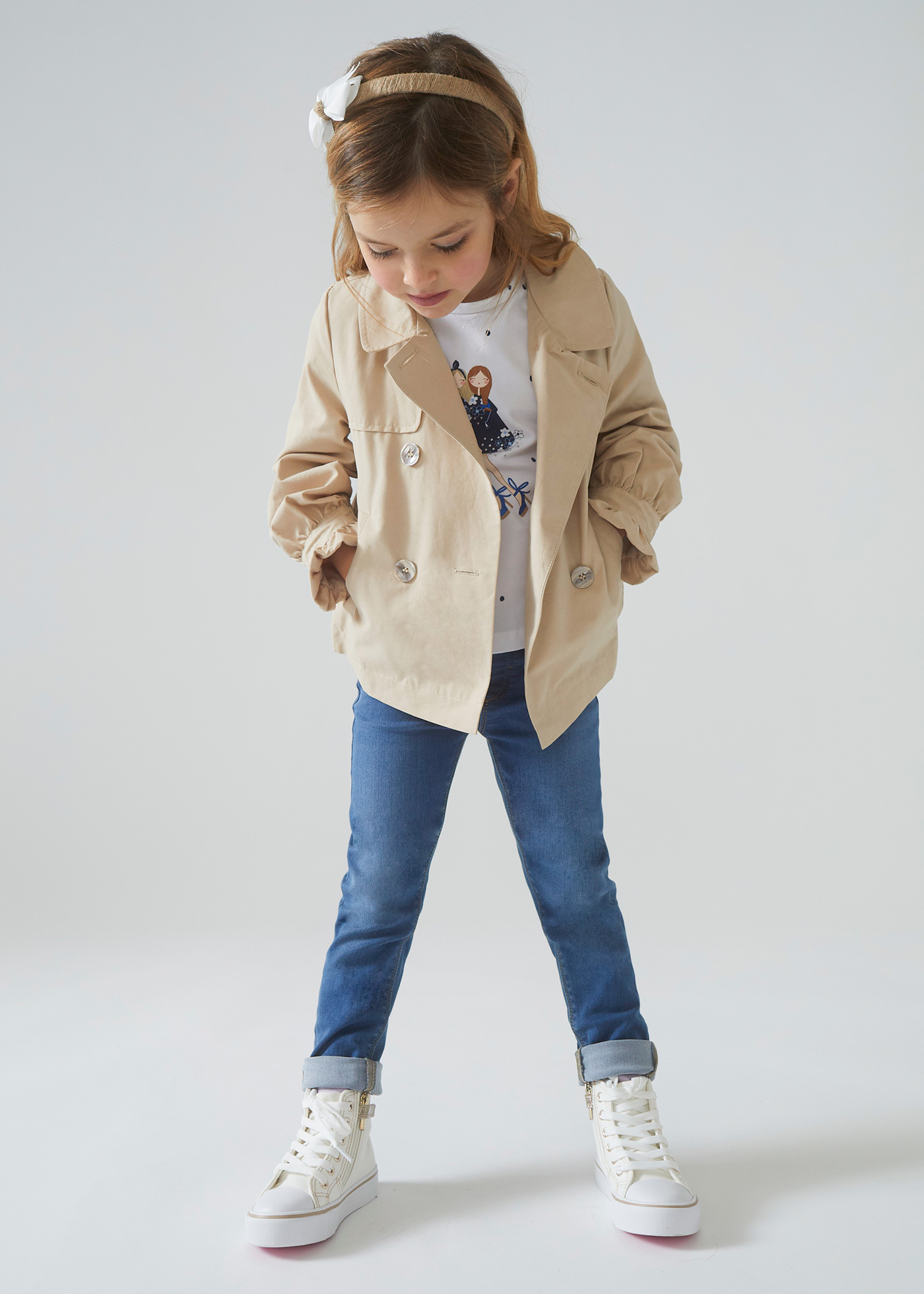 Jaqueta corta-vento curta Better Cotton para meninas, Birch