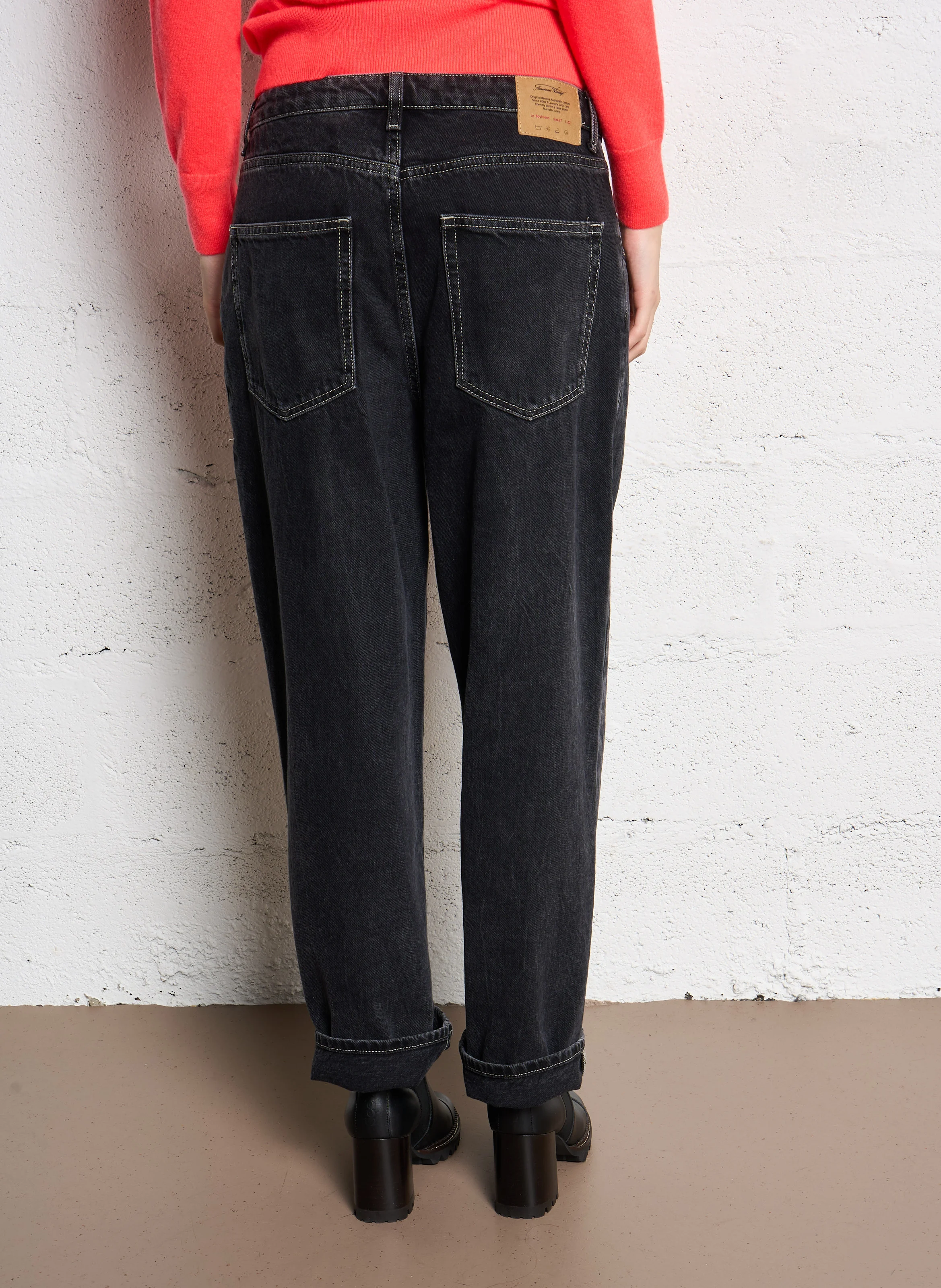YOPDAY - Jean droit taille haute en coton| Noir