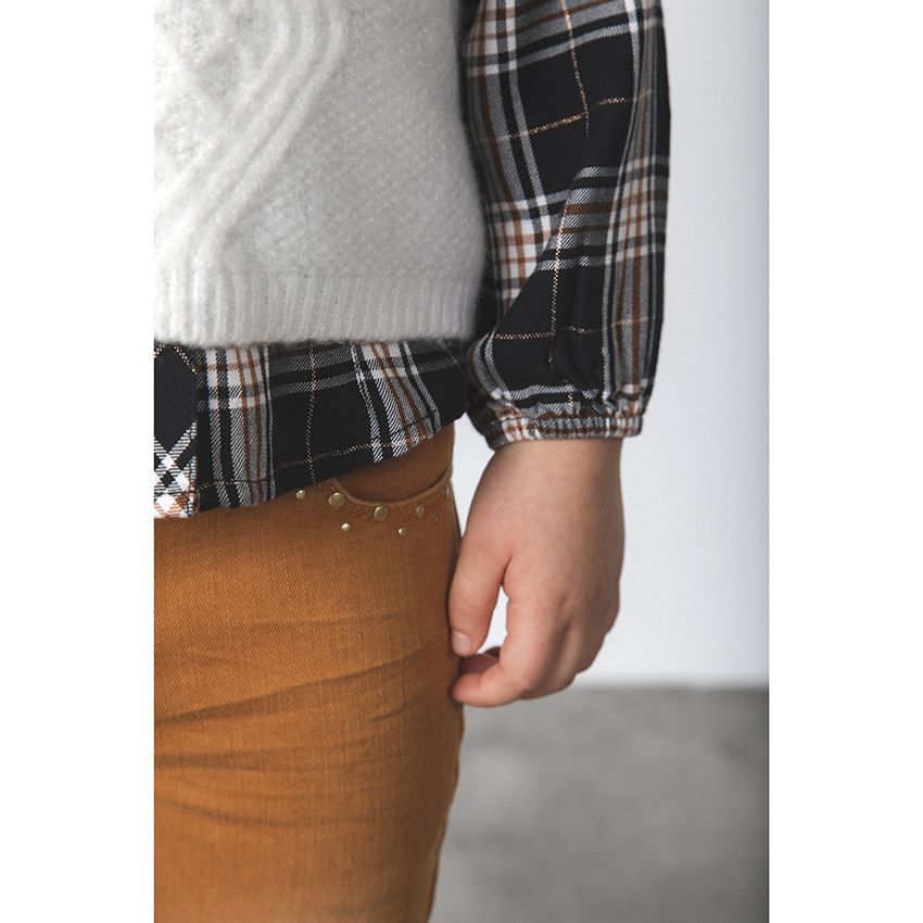 Jean effet délavé à rivets fantaisie pour enfant fille - Marron