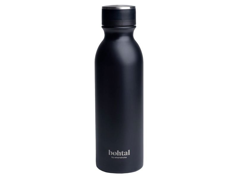 Smartshake Bohtal Isolierte Flasche 600 ml, Schwarz Isolierte Trinkflasche