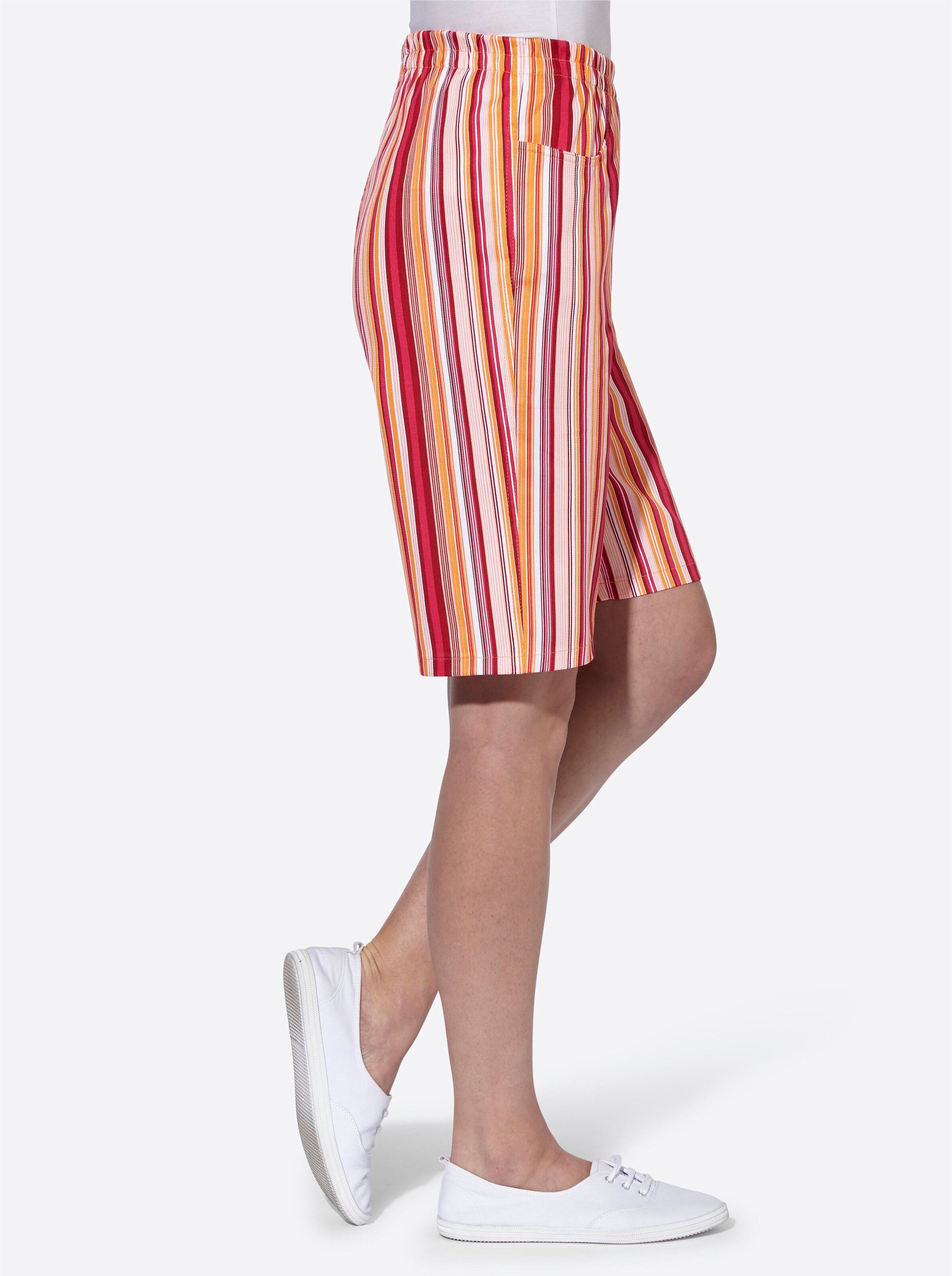 Bermudas in apricot-rot-gestreift