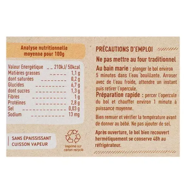 Lancheira Babybio com Batata, Tomate, Cogumelo e Vitela +8m Orgânica 2 x 200g