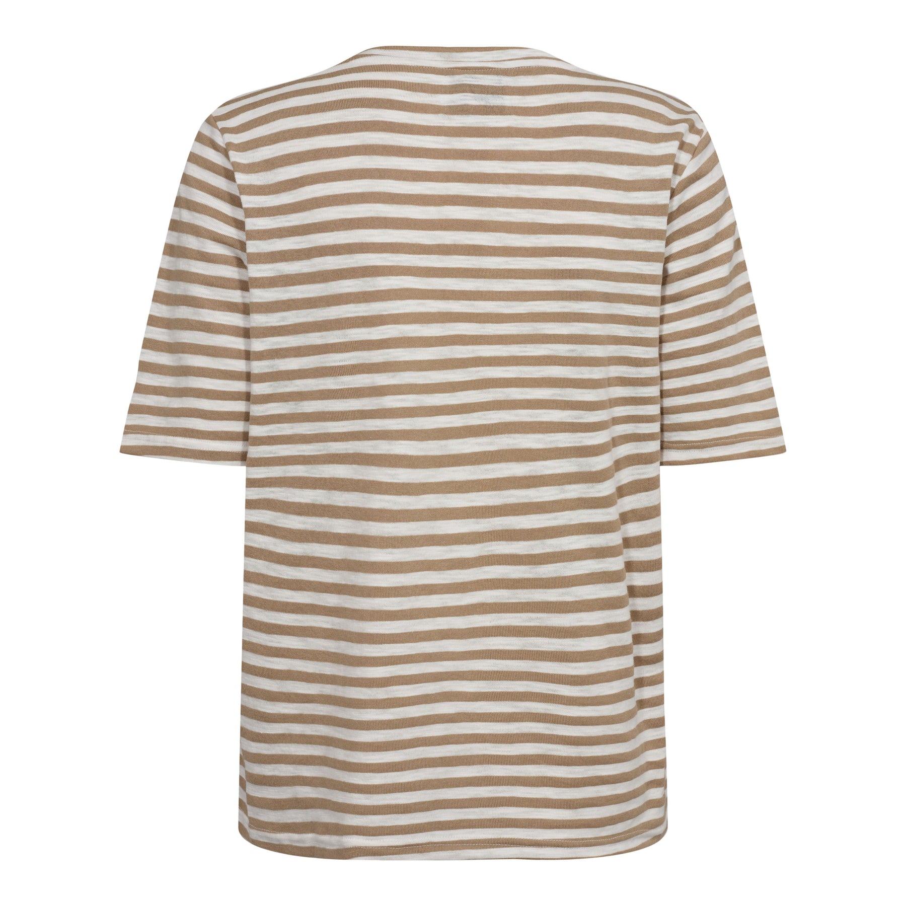 Liberte Ulla-Ss-Vneck-Stripe-Tshirt light brown white stripe