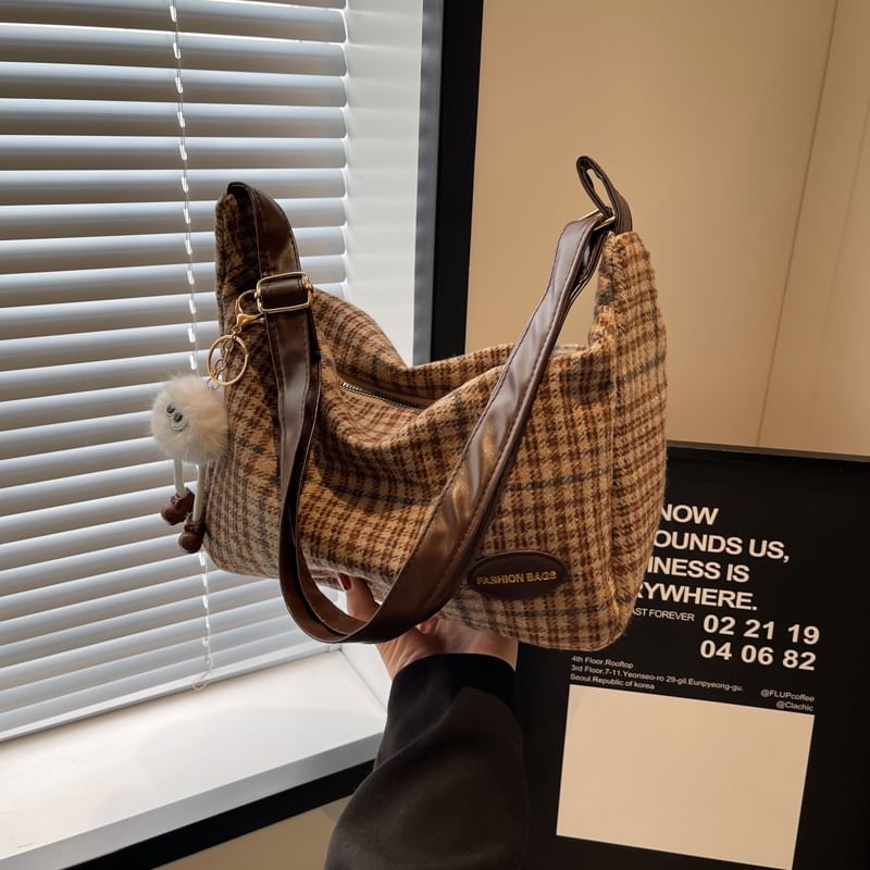 Indenis - Geruite Crossbody Tas / Tas Charm / Set