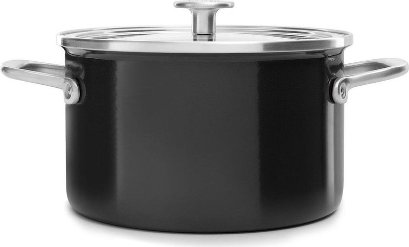 KitchenAid Steel Core Enamel kookpan 20cm 3,7L - Onyx Zwart - inductie - PFAS-vrij