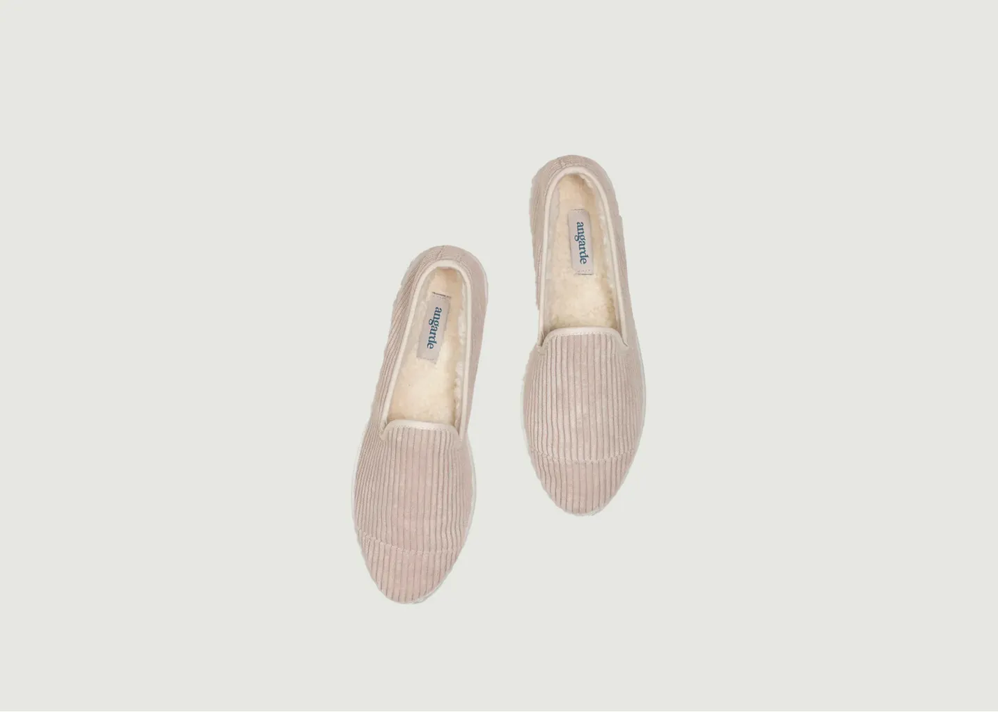 Chaussons unis en velours côtelé fourrés Angarde
