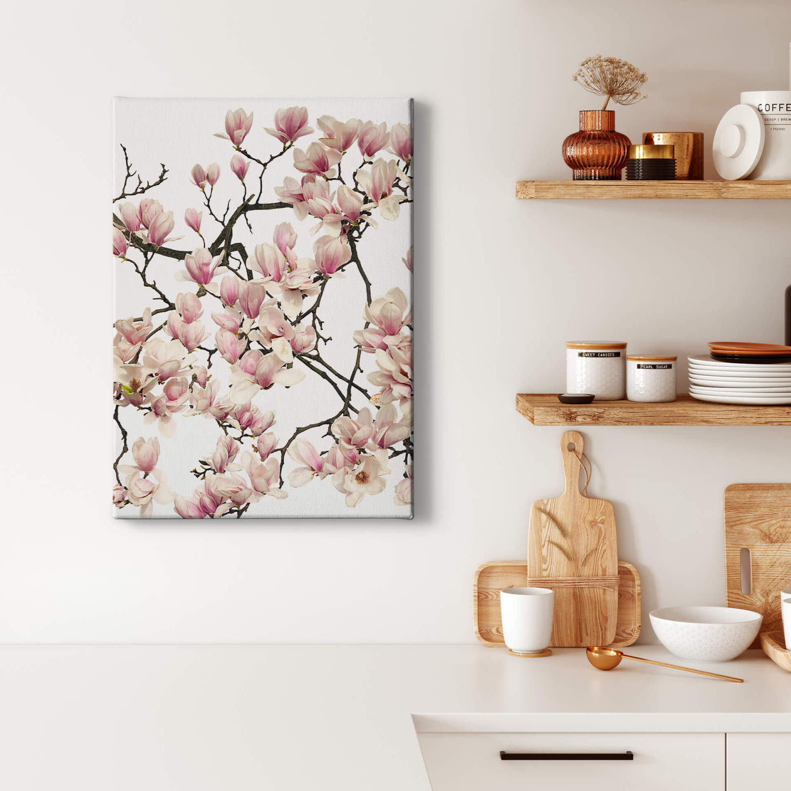 Leinwandbild MAGNOLIEN - weiß-rosa - 50x70 cm