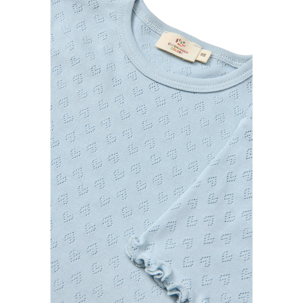 Køb COPENHAGEN COLORS Dusty Blue Pointelle Heart T-Shirt