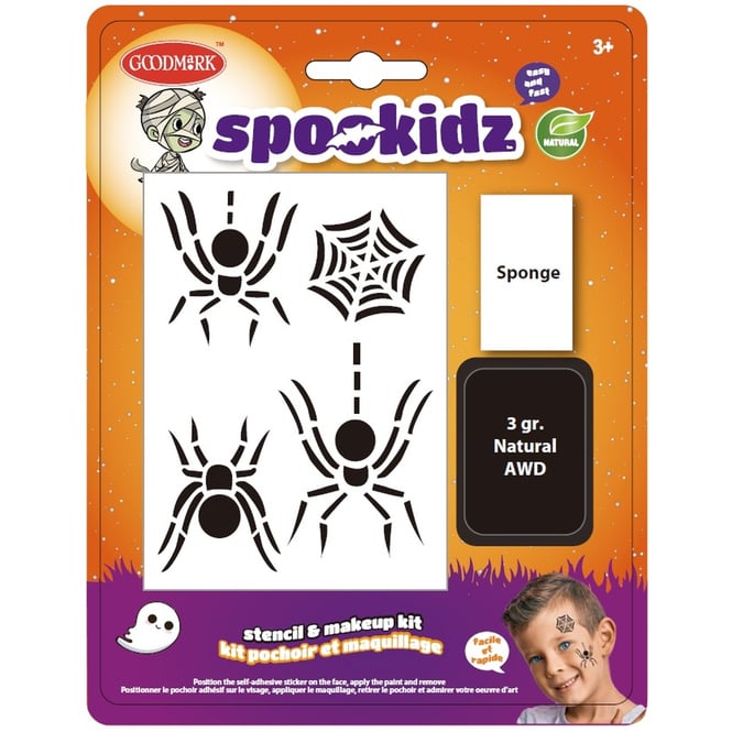 Schminkset - Spider Schablone - Make-up mit Zubehör