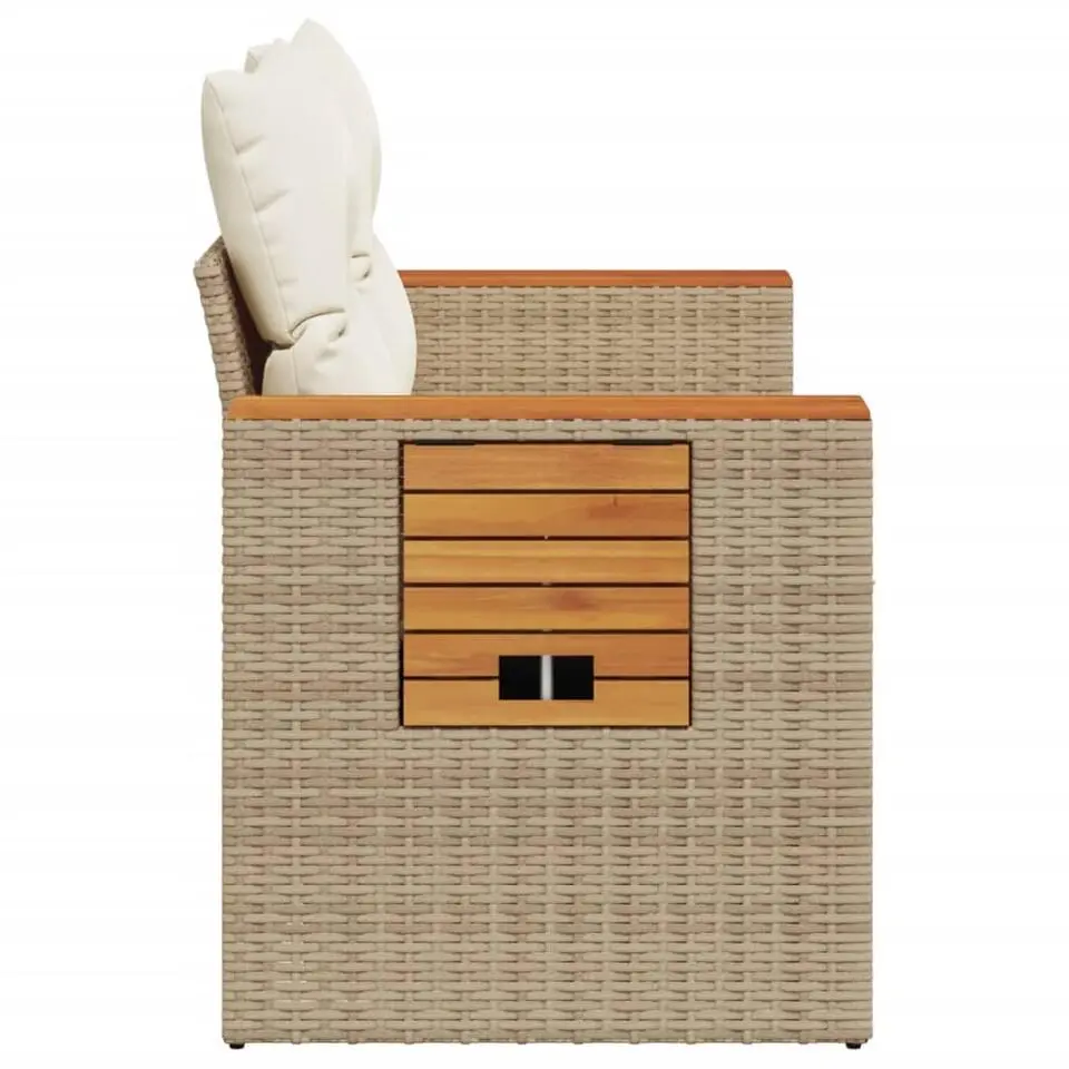 vidaXL - Tuinbank 2-zits - Beige - Poly rattan - Met kussens