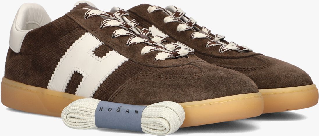 bruine hogan lage sneakers cool allacciato h