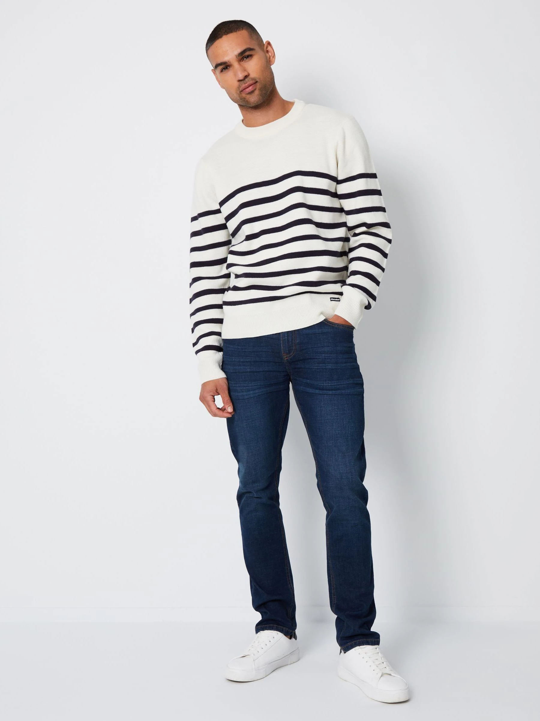 Donkerblauw - Threadbare - Slim-fit jeans met stretch