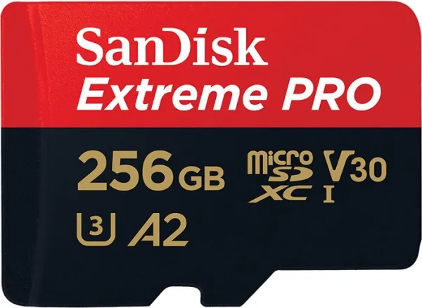 SanDisk Extreme Pro - Flashhukommelseskort (microSDXC til SD adapter inkluderet) - 256 GB - A2 / Video Class V30 / UHS-I U3 / Class10 - microSDXC UHS-I