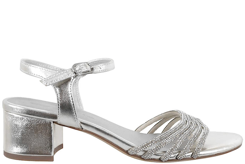 TAMARIS SANDAL PÅ HÆL I PLATINUM PU