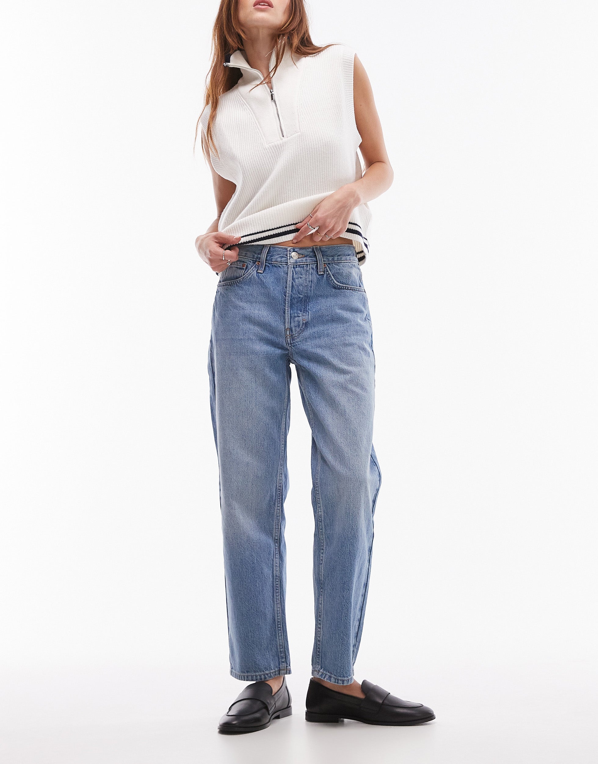 TOPSHOP Mid waist Straight fit Jeans