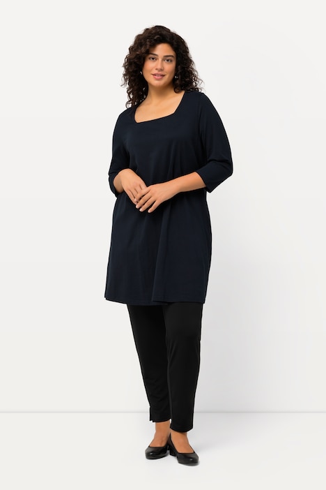 Longshirt, A-Linie, Carree-Ausschnitt, 3/4-Arm