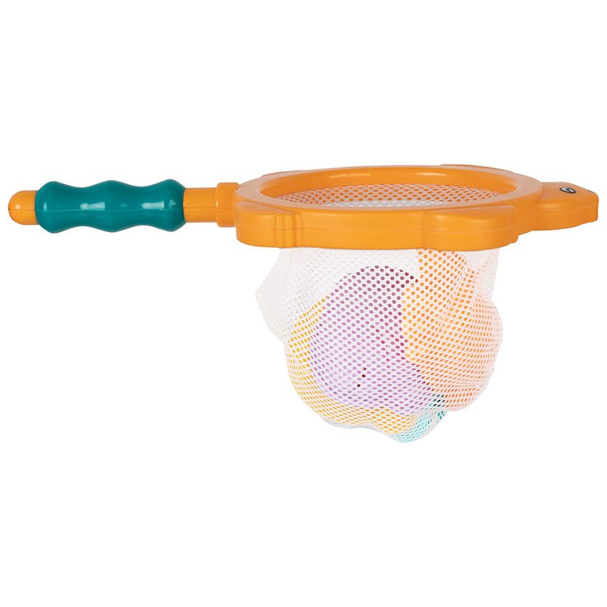 Jouet de bain 5 moules animaux et filet - Ecru