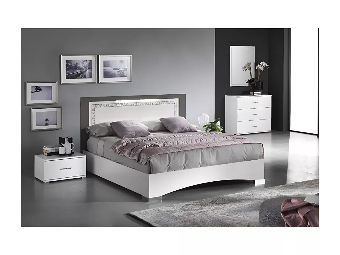 FADILY - Chambre 140x190cm avec Commode et Chevets